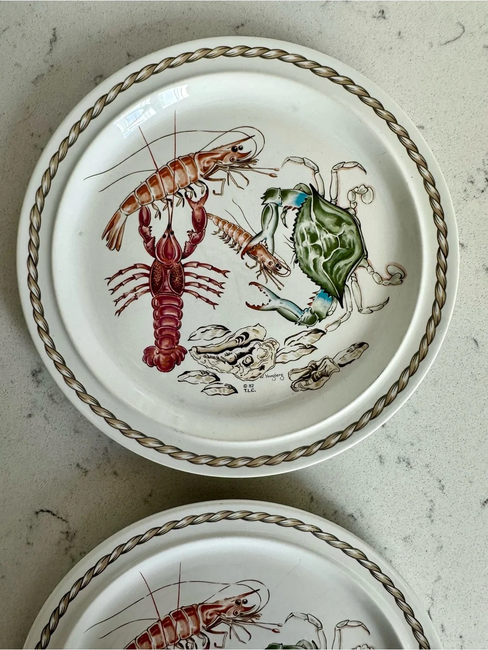 Vintage 1982 Ljungberg Coquillage Salad Plates Set of 2 from New Orleans